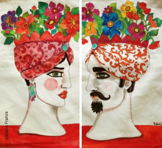 hand_painted_cushions-modern_moor_heads-turban-red_poppies-hand_painted-unique_gift-home_decor-sicily-original_pillow_cases- noto-sicilian_art_souvenir