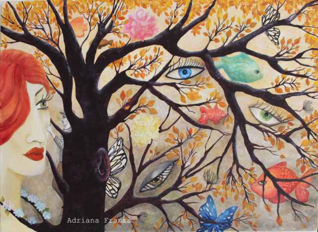 The caress-picture-symbolist-fairy tale-autumn-nature-eyes-magic