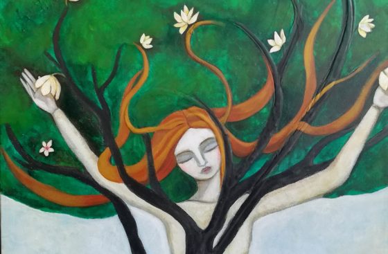 trait d-union -painting-tree-woman-mother-nature-meditation-union